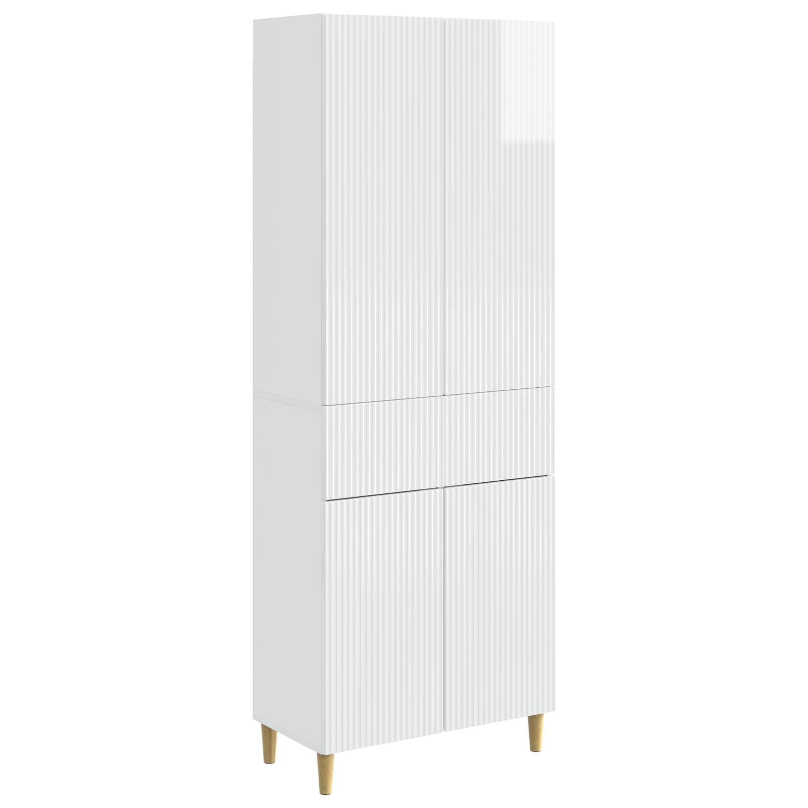 Skab Sæt 2 stk Hvid højglans 66 x 34,5 x 90 cm Konstrueret træ billede