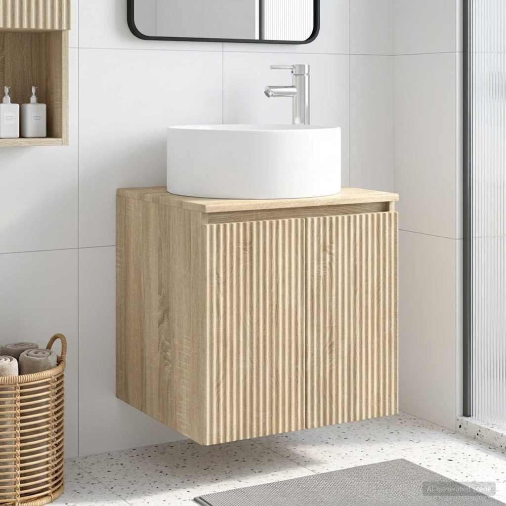 Vægmonteret håndvask skab Sonoma-eg 49,5 x 44,5 x 65,5 cm billede