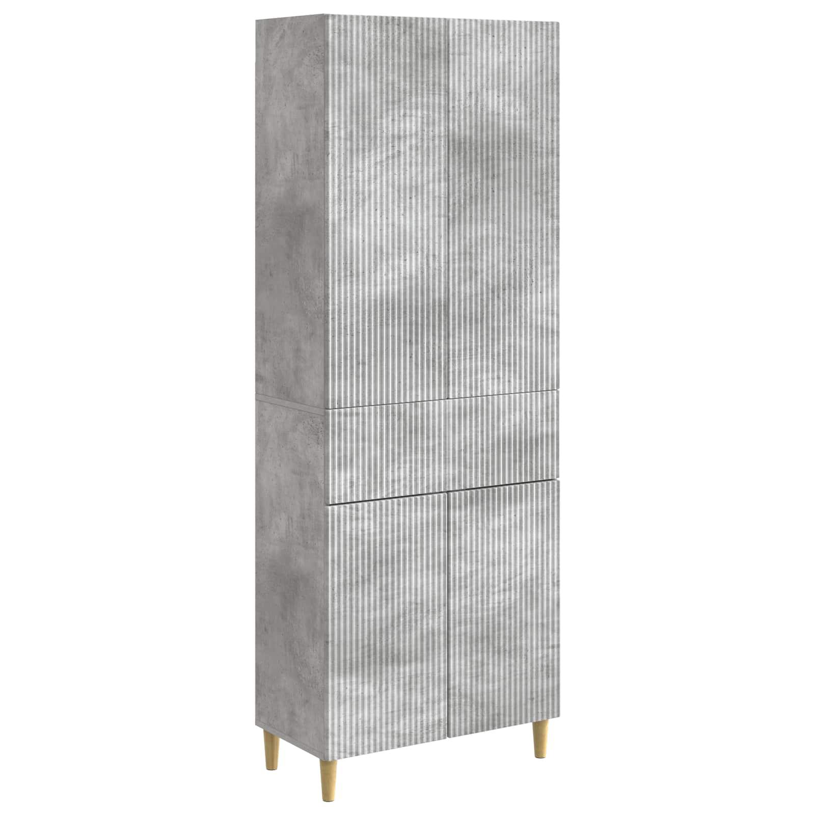 Skab Sæt 2 stk Betongrå 66 x 34,5 x 90 cm Konstrueret træ billede