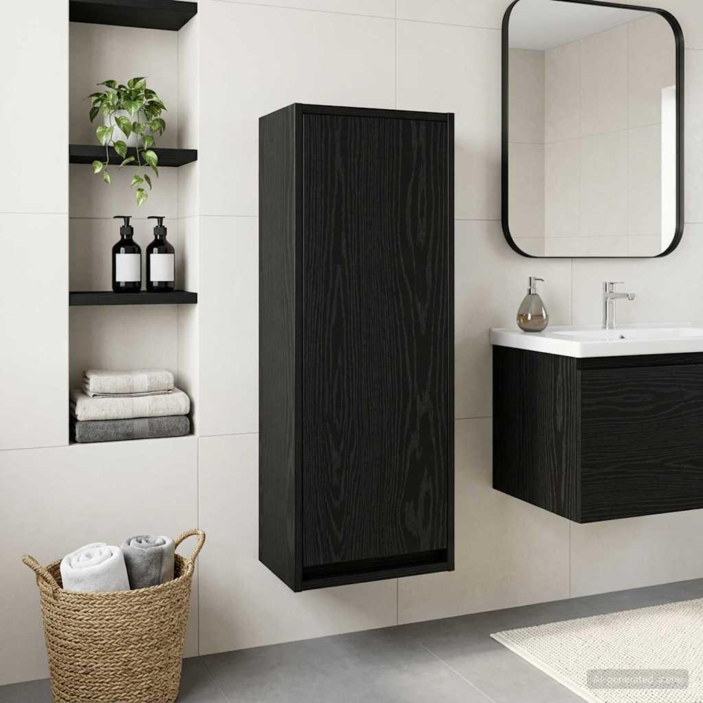 Vægmonteret håndvask skab Sort eg 35 x 20 x 81 cm billede