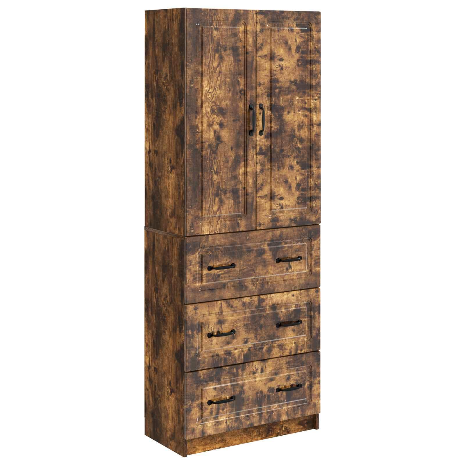 Skab Sæt 2 stk Røget eg 66 x 34,5 x 87 cm Konstrueret træ billede