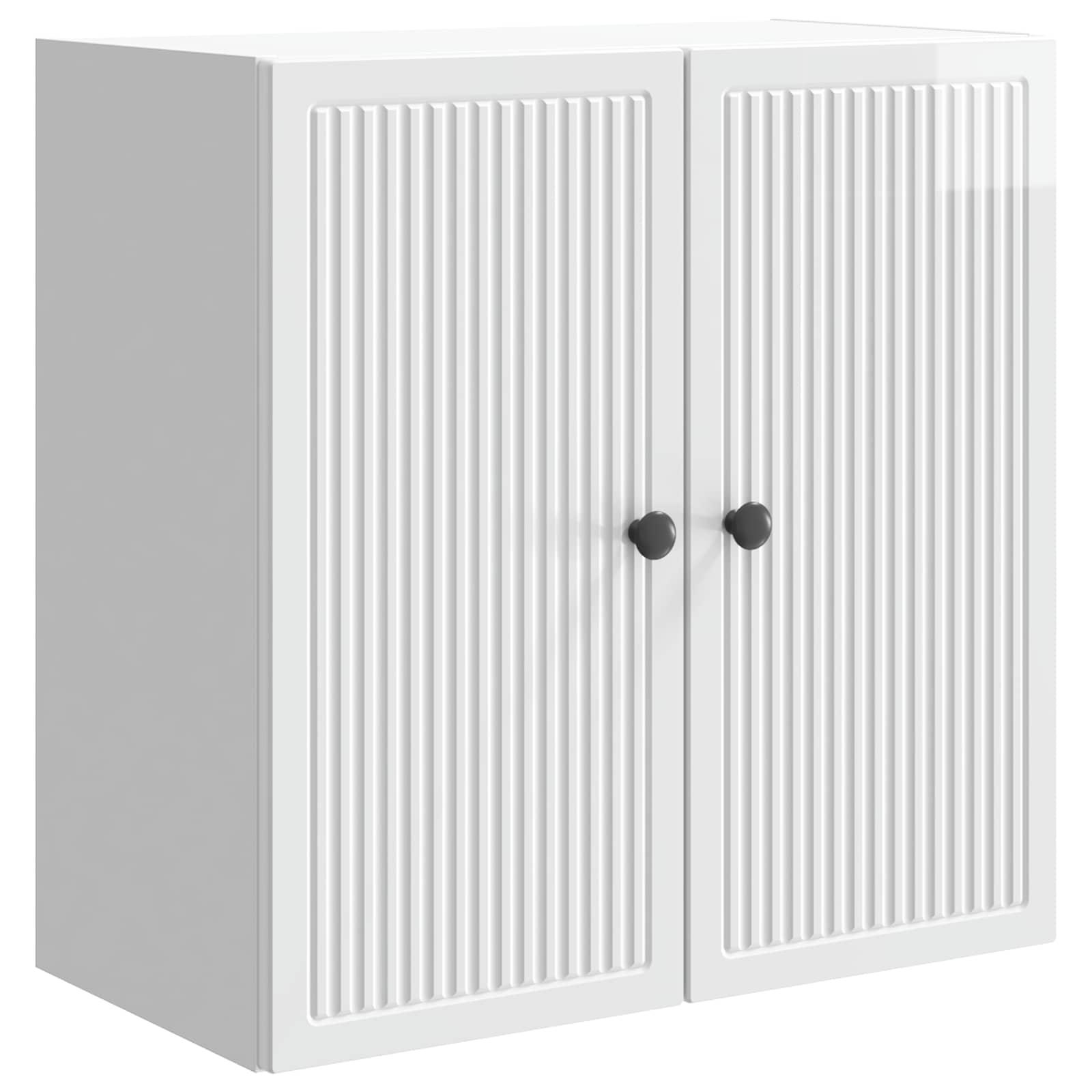 Vægmonteret skab Hvid højglans 59 x 31 x 60 cm Konstrueret træ billede