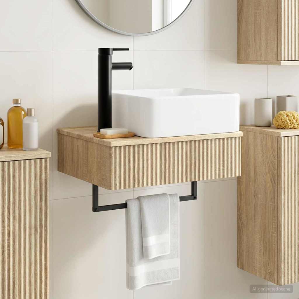 Vægmonteret vask Sonoma-eg 50 x 41 x 39 cm Konstrueret træ billede