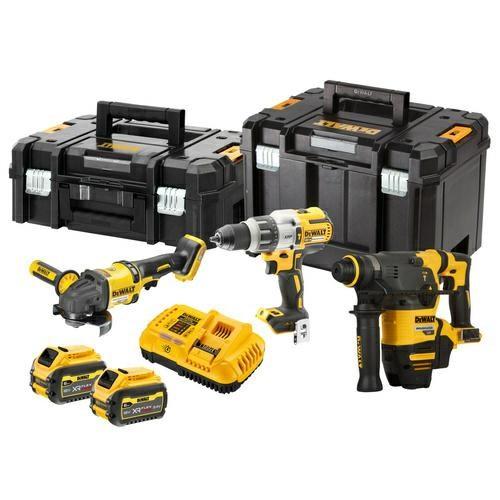 DeWALT 18V combo-sæt DCK376T2T - slagboremaskine DCD996, vinkelsliber DCG418, SDS-plus borehammer DCH33 - 2×5,0 Ah - TSTAK