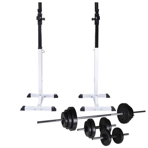 Vægtstang- og squat-stativ med vægtstang- og håndvægtsæt 30,5kg