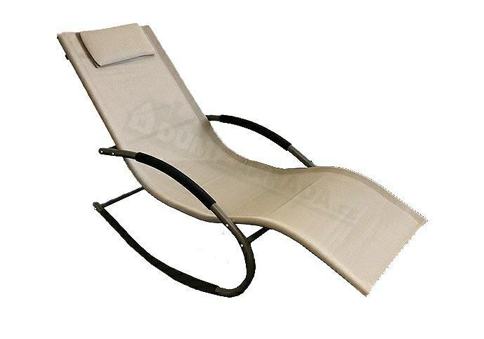 Gyngesolseng med stålramme - beige loungestol til haven billede