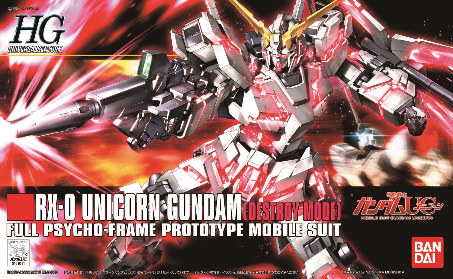 Bandai GUNPLA HG 1/144 RX-0 Unicorn Gundam - Destroy Mode figurmodel billede