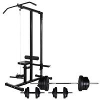 Styrketårn med vægtstang- og håndvægtsæt 60,5 kg