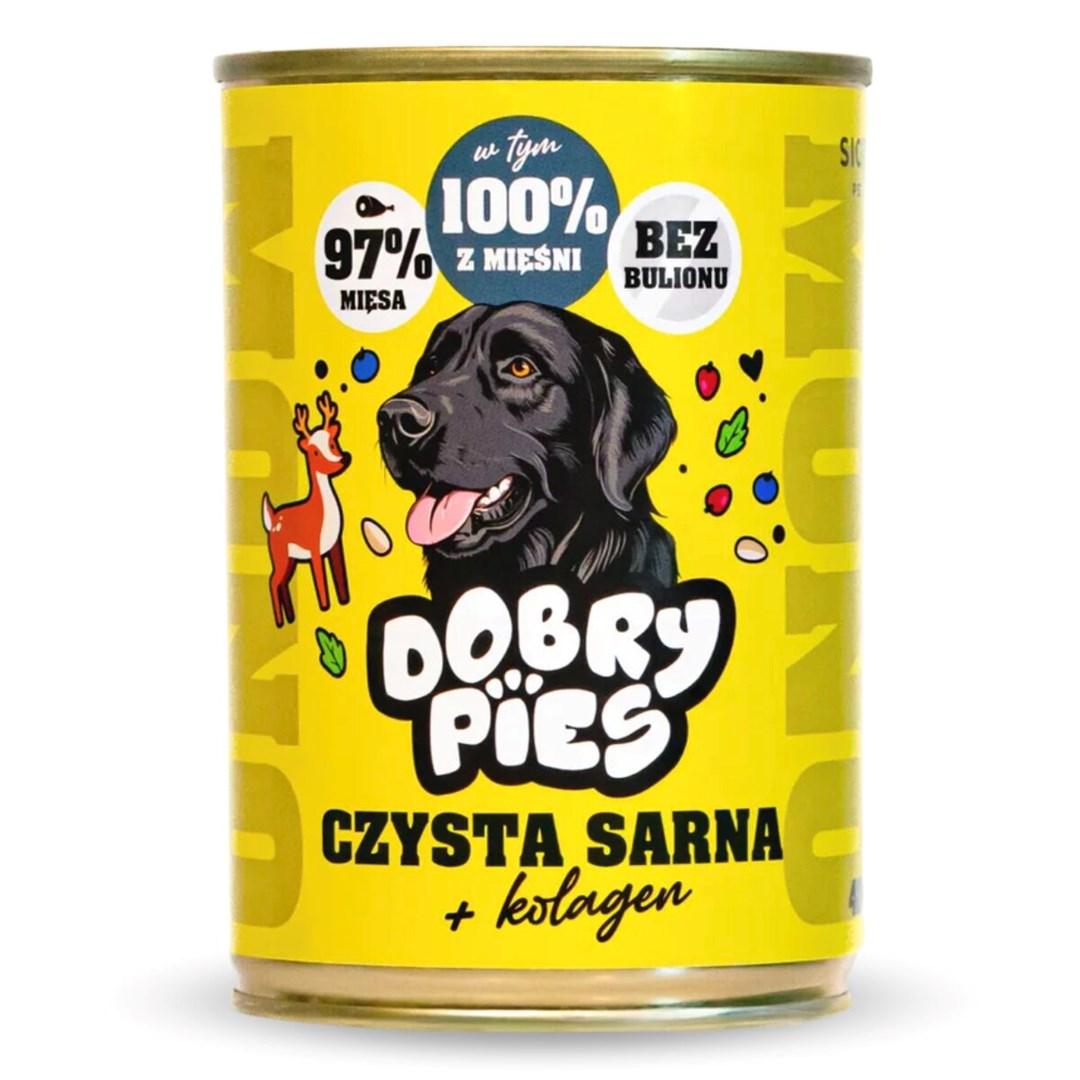 Dobry Pies Mono - Ren rådyr + kollagen vådfoder til hund - 400 g