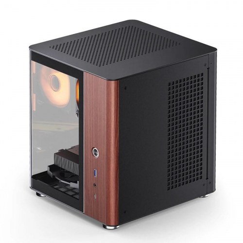 Jonsbo TK-0 Mini‑Tower ITX PC-kabinet - sort/træ
