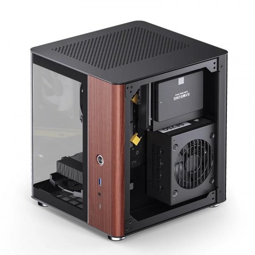 Jonsbo TK-0 Mini‑Tower ITX PC-kabinet - sort/træ