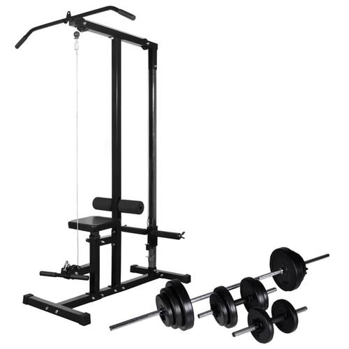 Styrketårn med vægtstang- og håndvægtsæt 30,5 kg