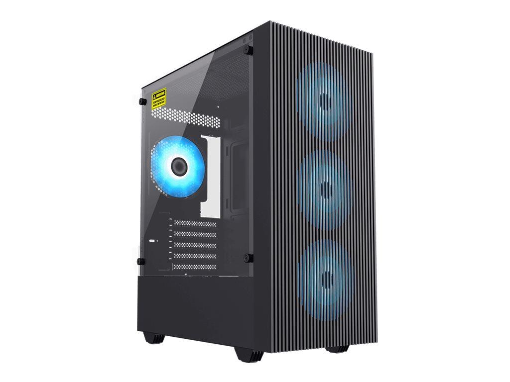 GameMax EDGE Micro ATX minitower - sort pc-kabinet med hærdet glas billede