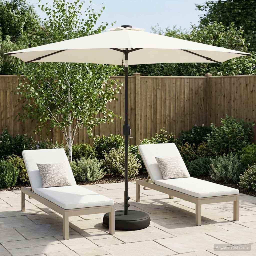 Have Parasol med LED Lygter 300 x 300 cm Polyester Cremefarvet billede