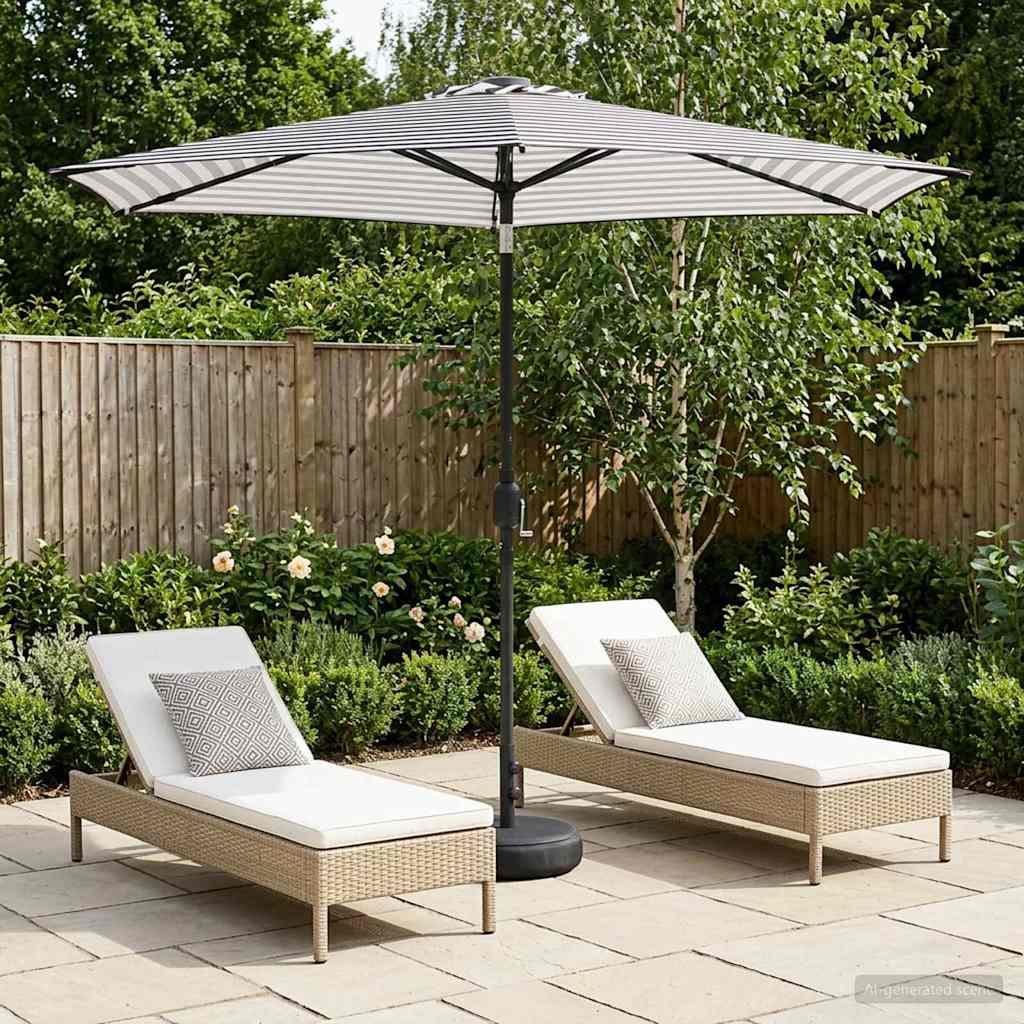Have Parasol med LED Lygter 270 x 270 cm Polyester Sort og Hvid billede