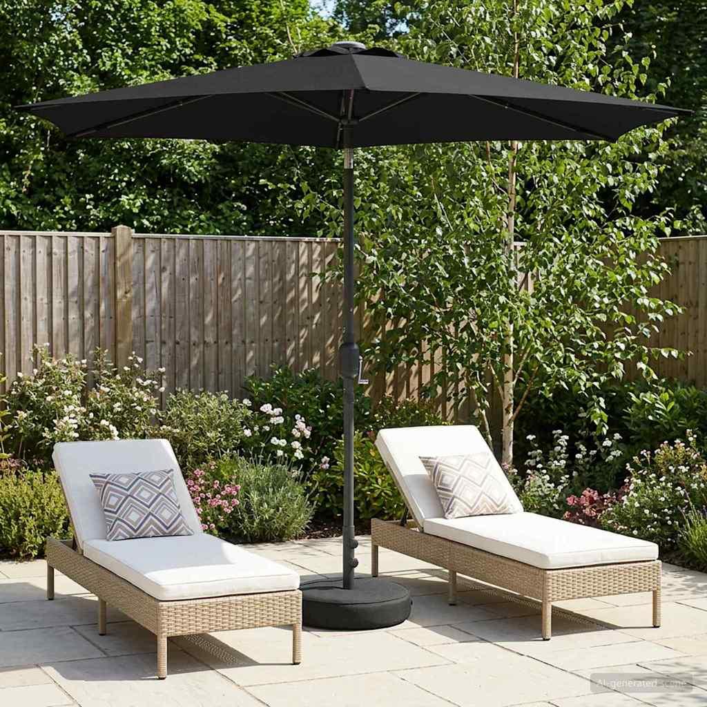 Have Parasol med LED Lygter 270 x 270 cm Polyester Sort billede