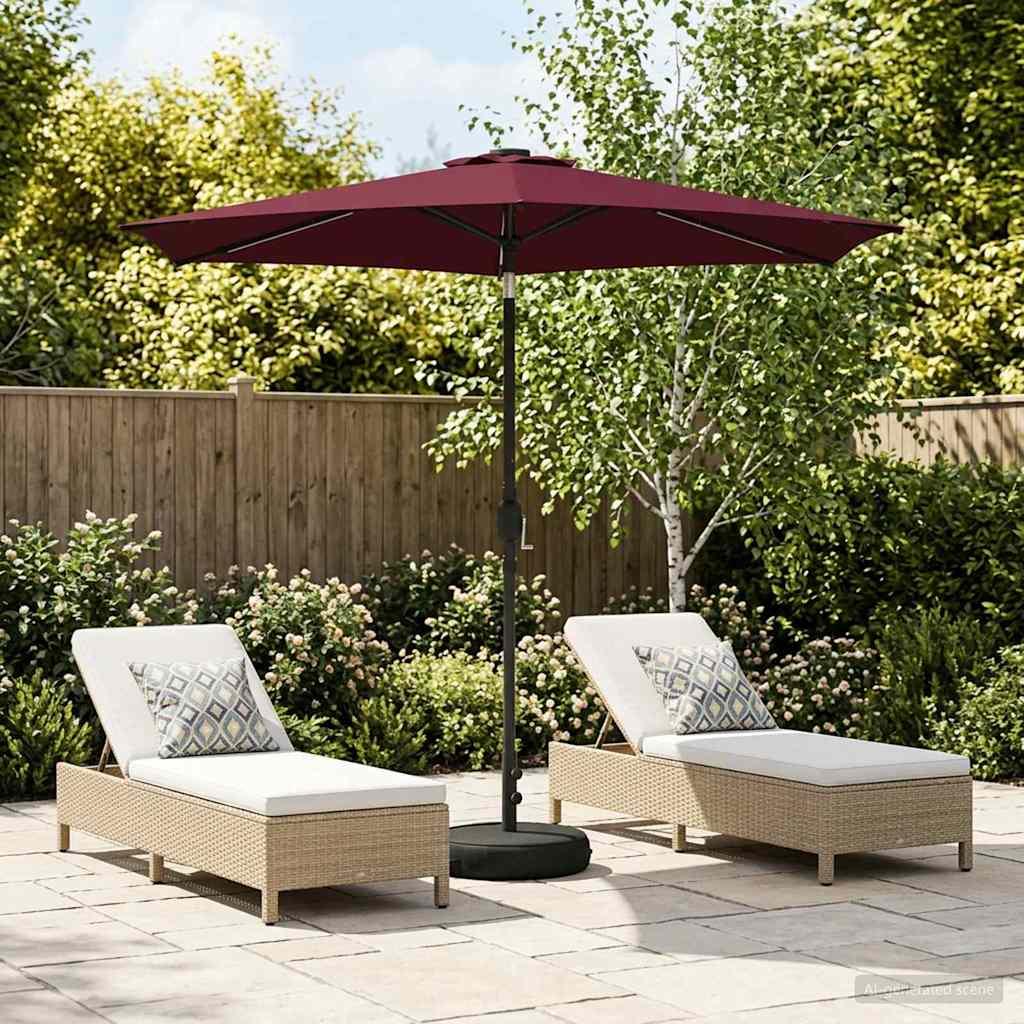 Have Parasol med LED Lygter 270 x 270 cm Polyester Bordeaux Rød billede