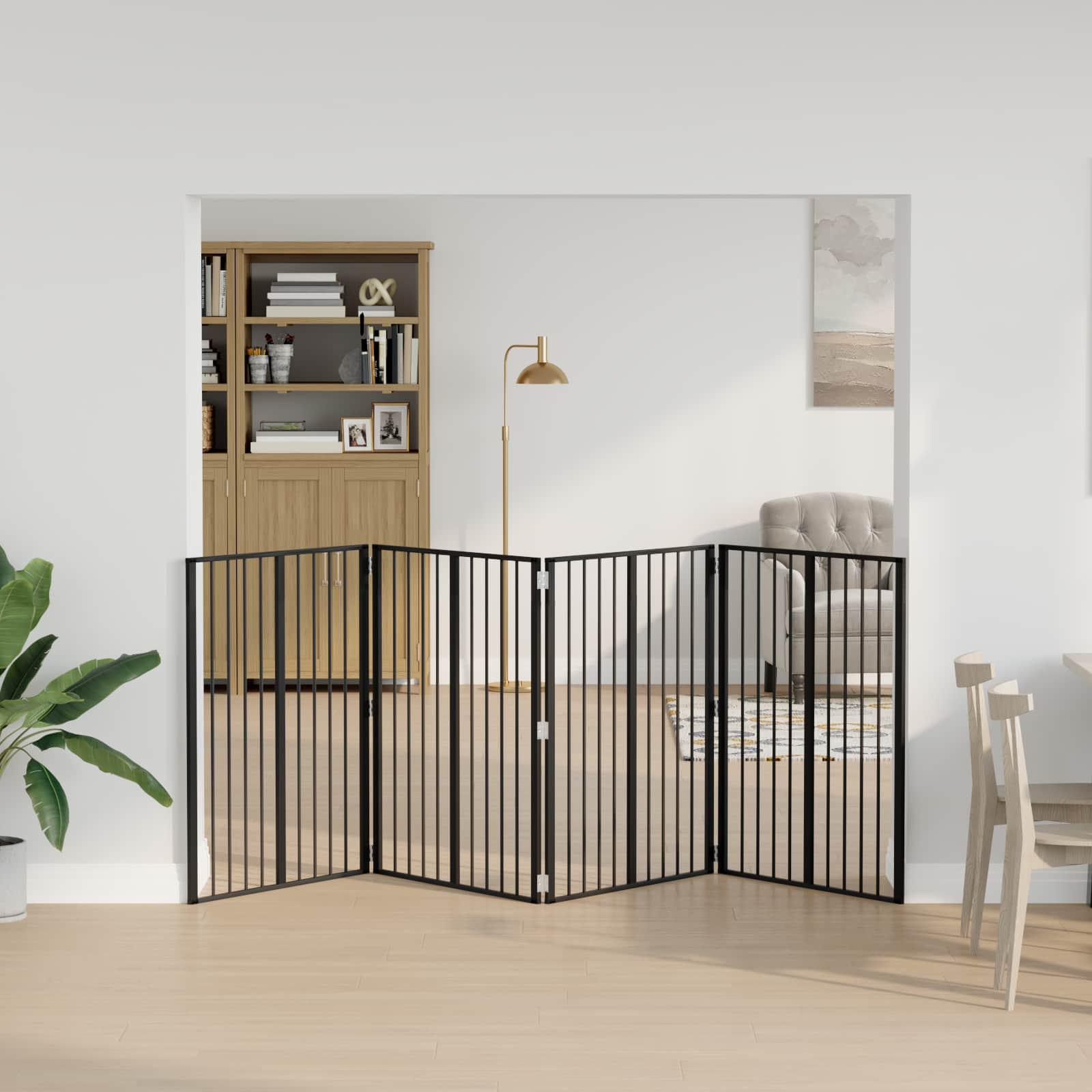 Hundedør 4 stk Sort 80 x 100 cm Galvaniseret stål billede