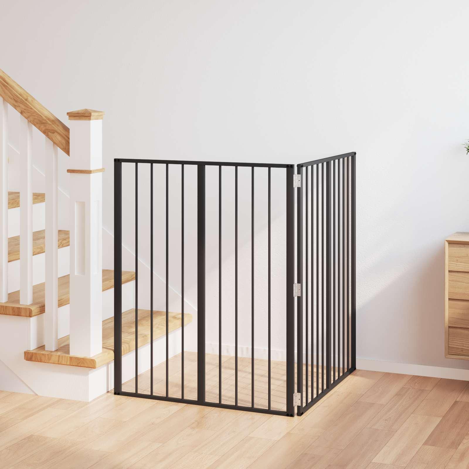 Hundedør 2 stk Sort 80 x 100 cm Galvaniseret stål billede