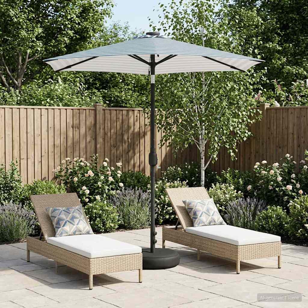 Have Parasol med LED Lygter 230 x 230 cm Polyester Blå og Hvid billede