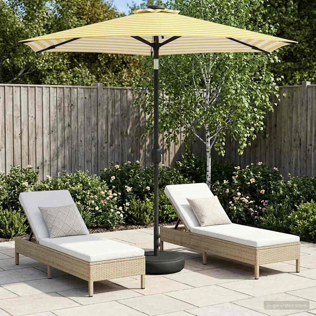 Have Parasol med LED Lygter 230 x 230 cm Polyester Gul og Hvid billede