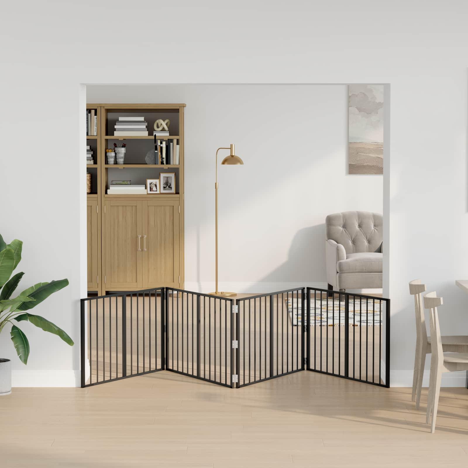 Hundedør 4 stk Sort 100 x 60 cm Galvaniseret stål billede