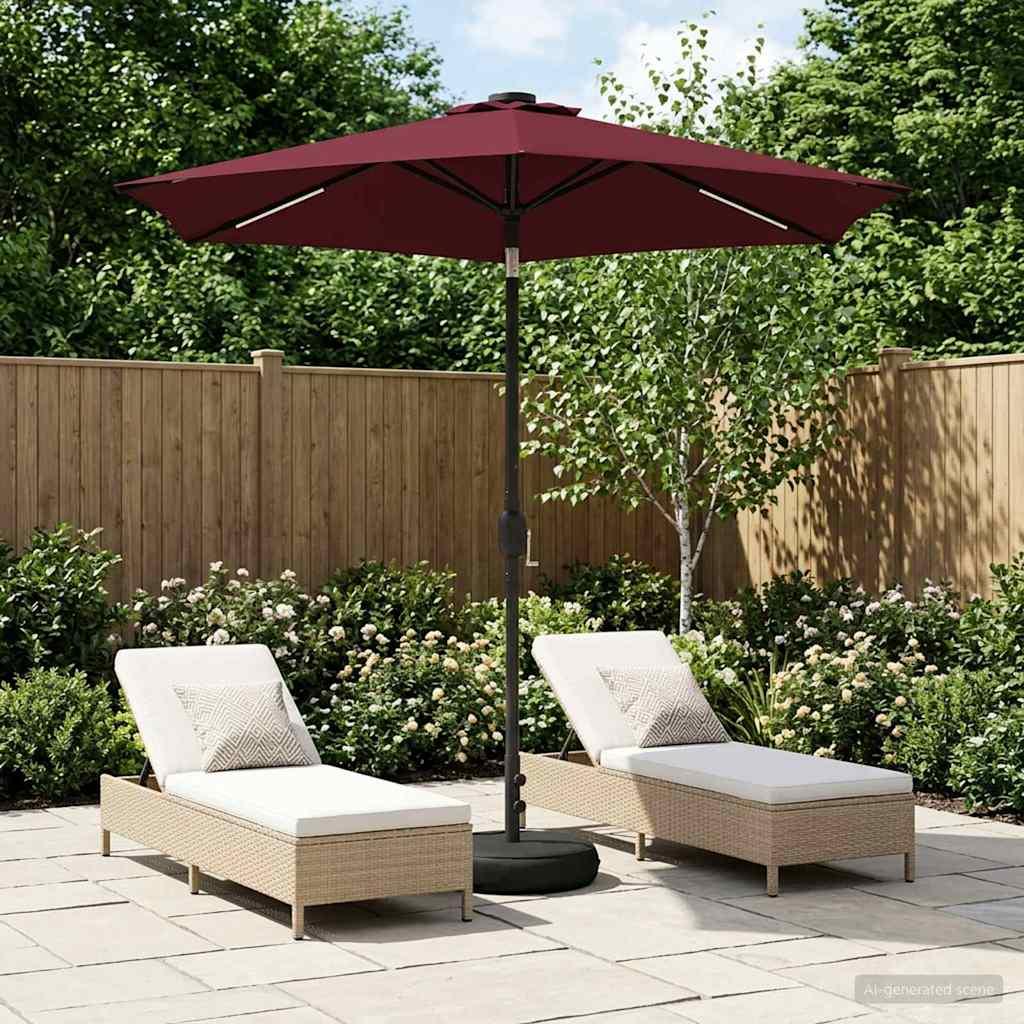 Have Parasol med LED Lygter 230 x 230 cm Polyester Bordeaux Rød billede