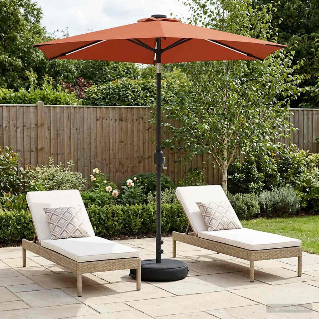 Have Parasol med LED Lygter 230 x 230 cm Polyester Terrakotta billede