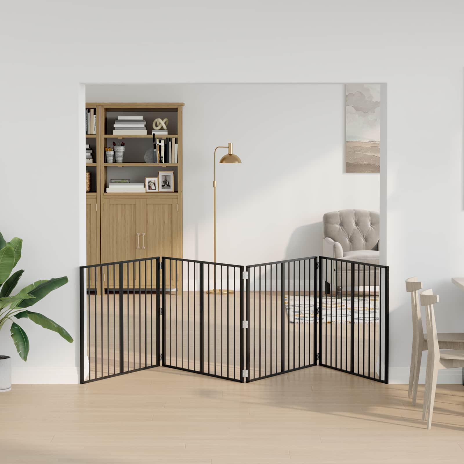 Hundedør 4 stk Sort 100 x 80 cm Galvaniseret stål billede