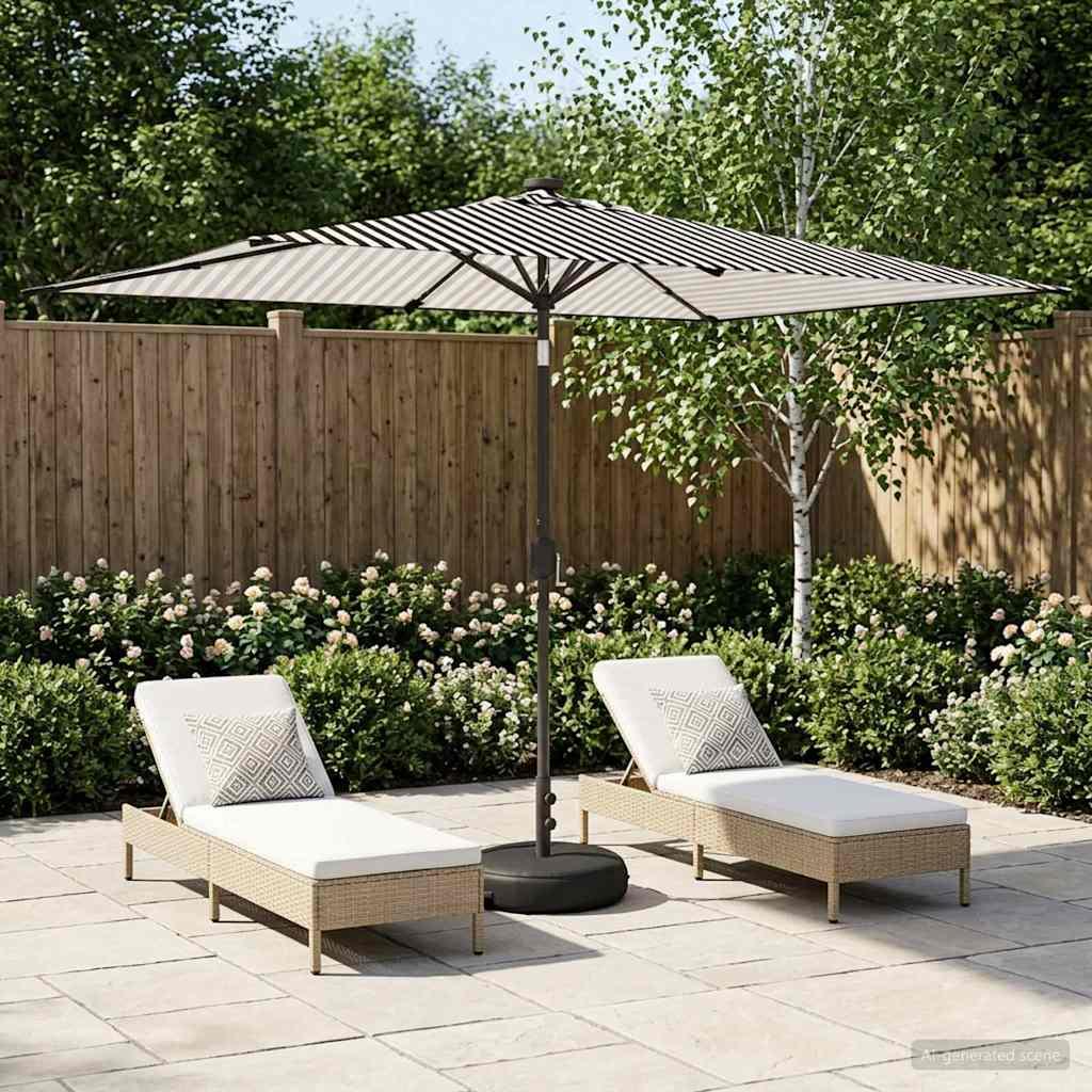 Have Parasol med LED Lygter 200 x 300 cm Polyester Sort og Hvid billede
