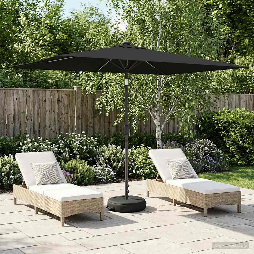 Have Parasol med LED Lygter 200 x 300 cm Polyester Sort billede