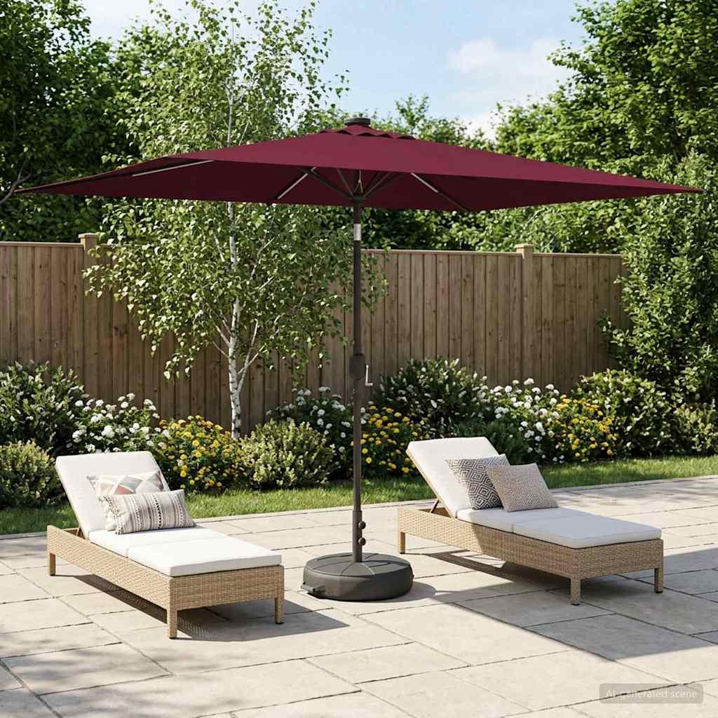 Have Parasol med LED Lygter 200 x 300 cm Polyester Bordeaux Rød billede