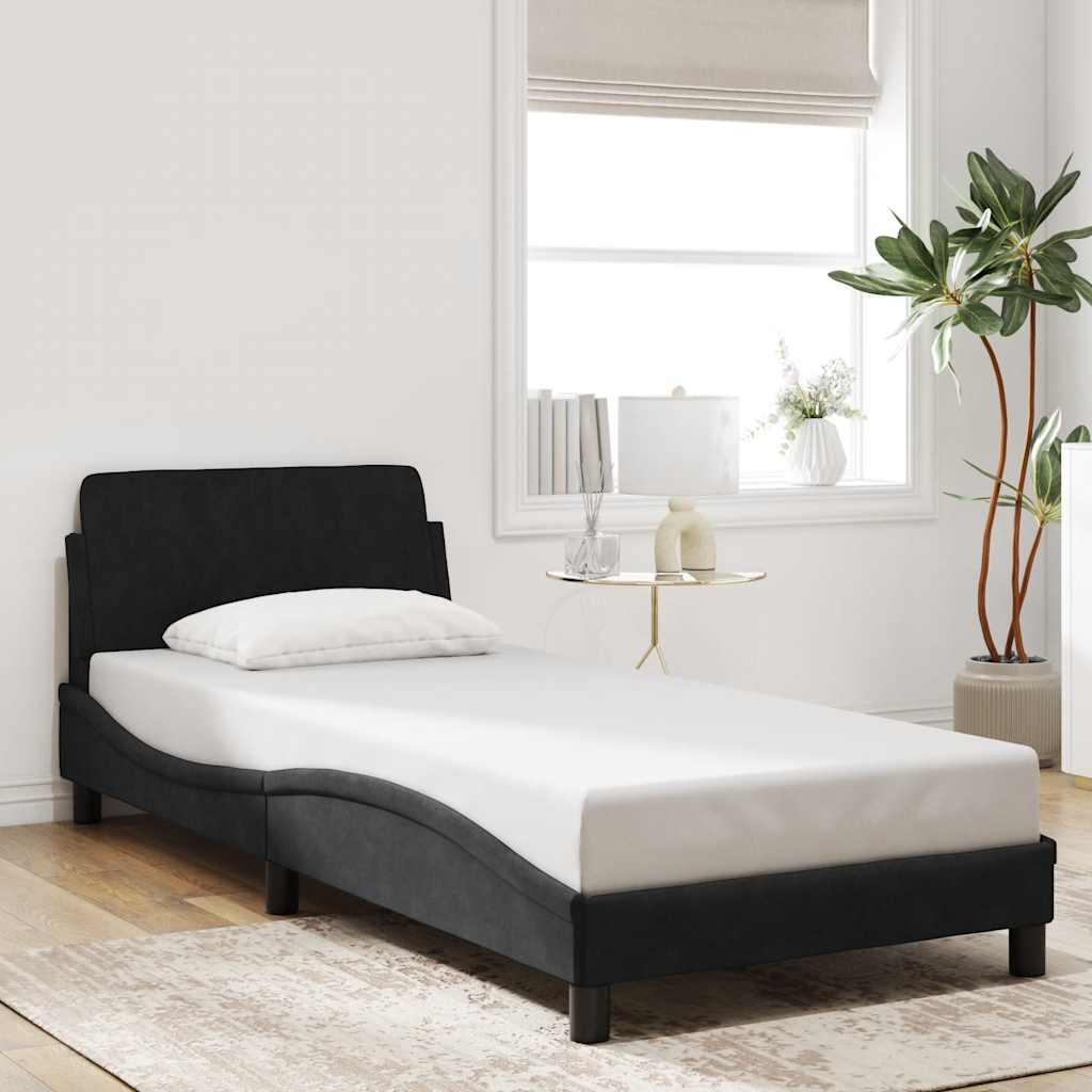 Sengestel Dover sort 90x190 cm fløjl billede