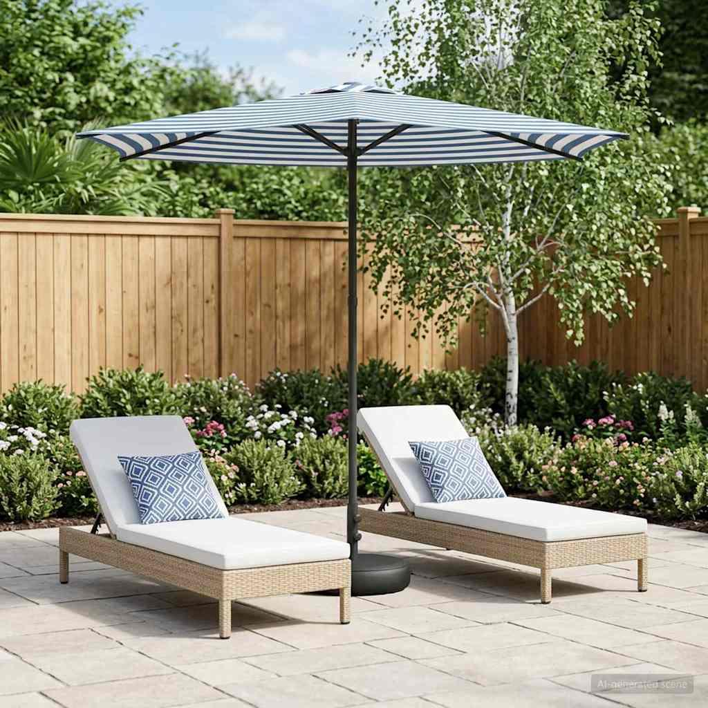 Haveparasol 270 x 270 cm Polyester Rektangulær Blå og Hvid billede