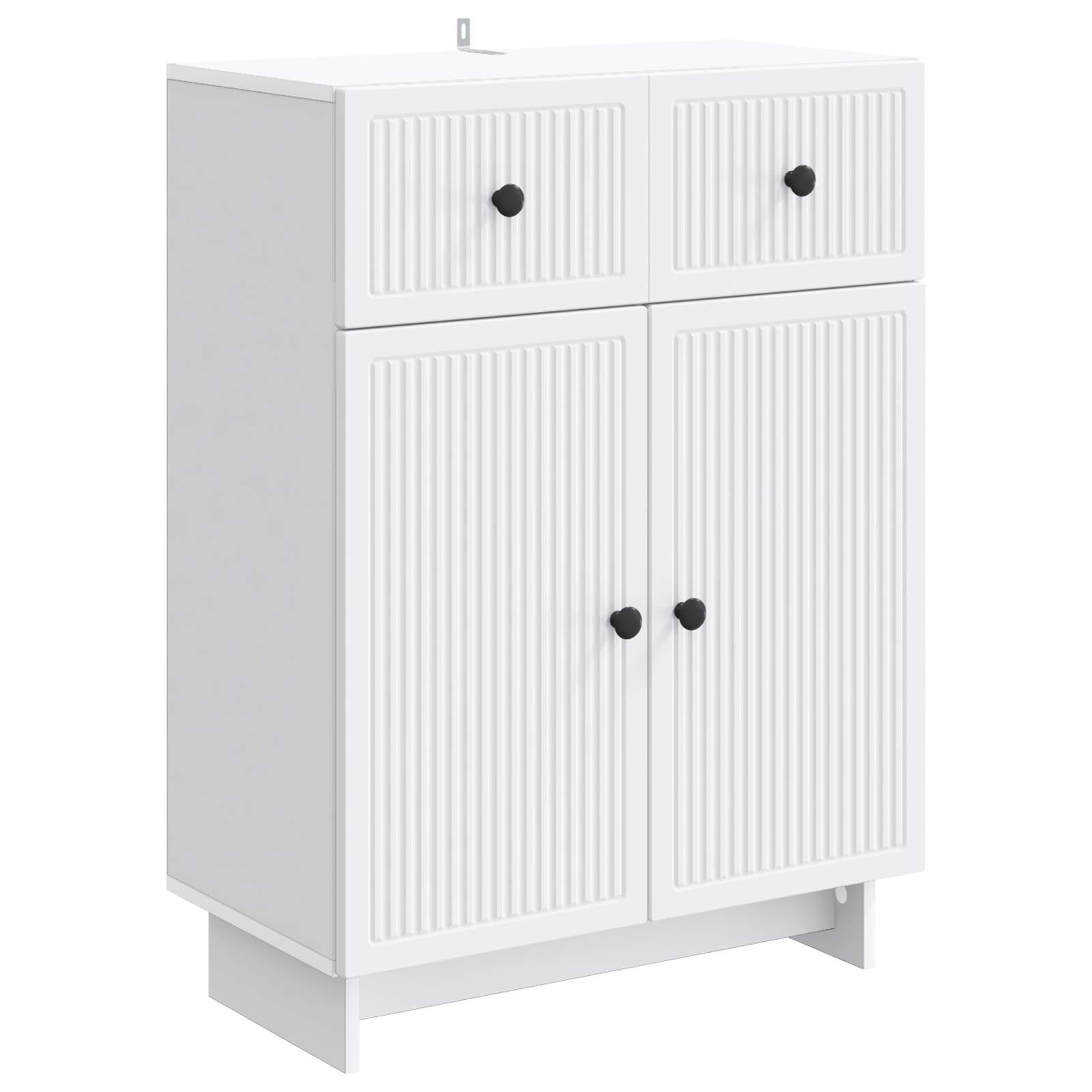 Sidebord med skuffe Hvid 66 x 34,5 x 90 cm Konstrueret træ billede