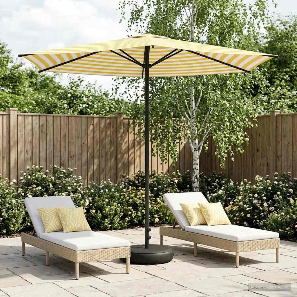 Haveparasol 270 x 270 cm Polyester Rektangulær Gul og Hvid billede