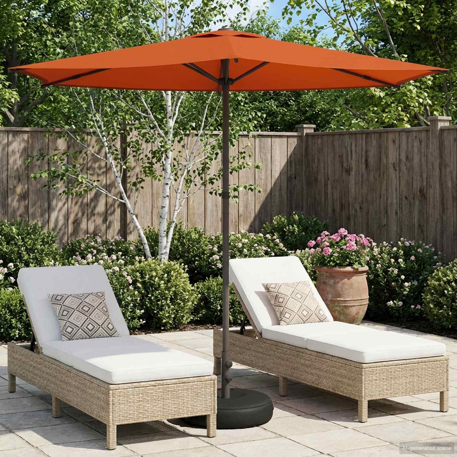 Haveparasol 270 x 270 cm Polyester Rektangulær Terrakotta billede