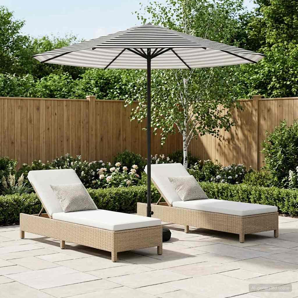Haveparasol 230 x 230 cm Polyester Rektangulær Sort og Hvid billede