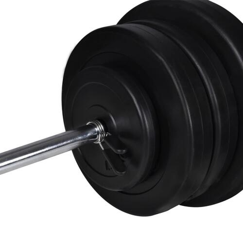 Vægtbænk med vægtstativ, vægtstang- og håndvægtsæt 60,5 kg