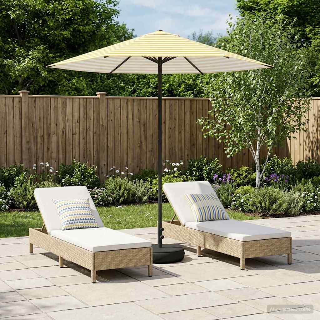 Haveparasol 230 x 230 cm Polyester Rektangulær Gul og Hvid billede