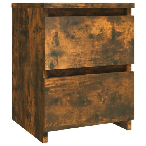 Sengebord i røget eg 30×30×40 cm - konstrueret træ, 2 skuffer
