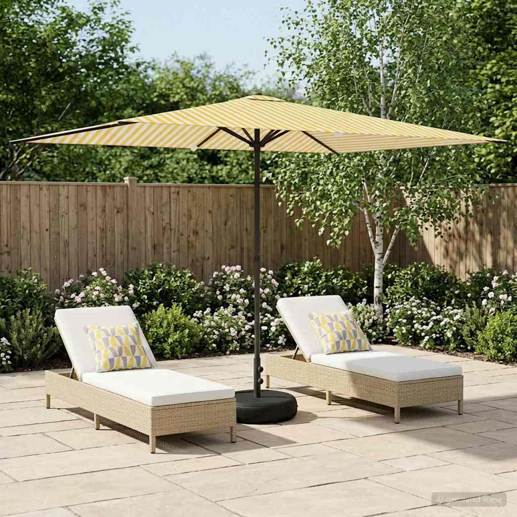 Haveparasol 200 x 300 cm Polyester Rektangulær Gul og Hvid billede