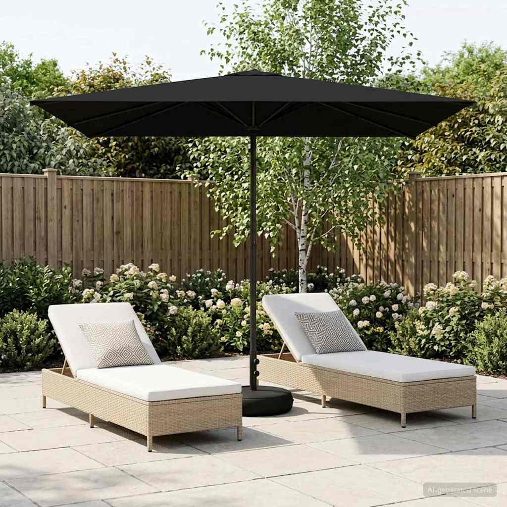 Haveparasol 200 x 300 cm Polyester Rektangulær Sort billede