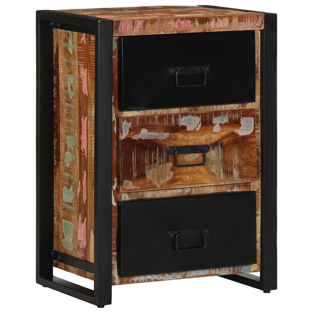 Skuffeskab flerfarvet 50x35x70 cm massivt genbrugstræ billede