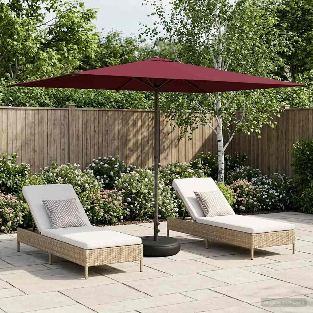 Haveparasol 200 x 300 cm Polyester Rektangulær Bordeaux Rød billede