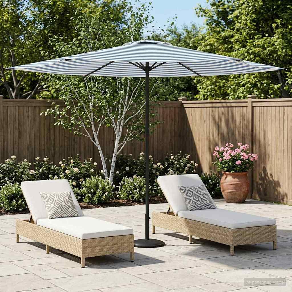 Haveparasol 300 x 300 cm Polyester Rektangulær Blå og Hvid billede