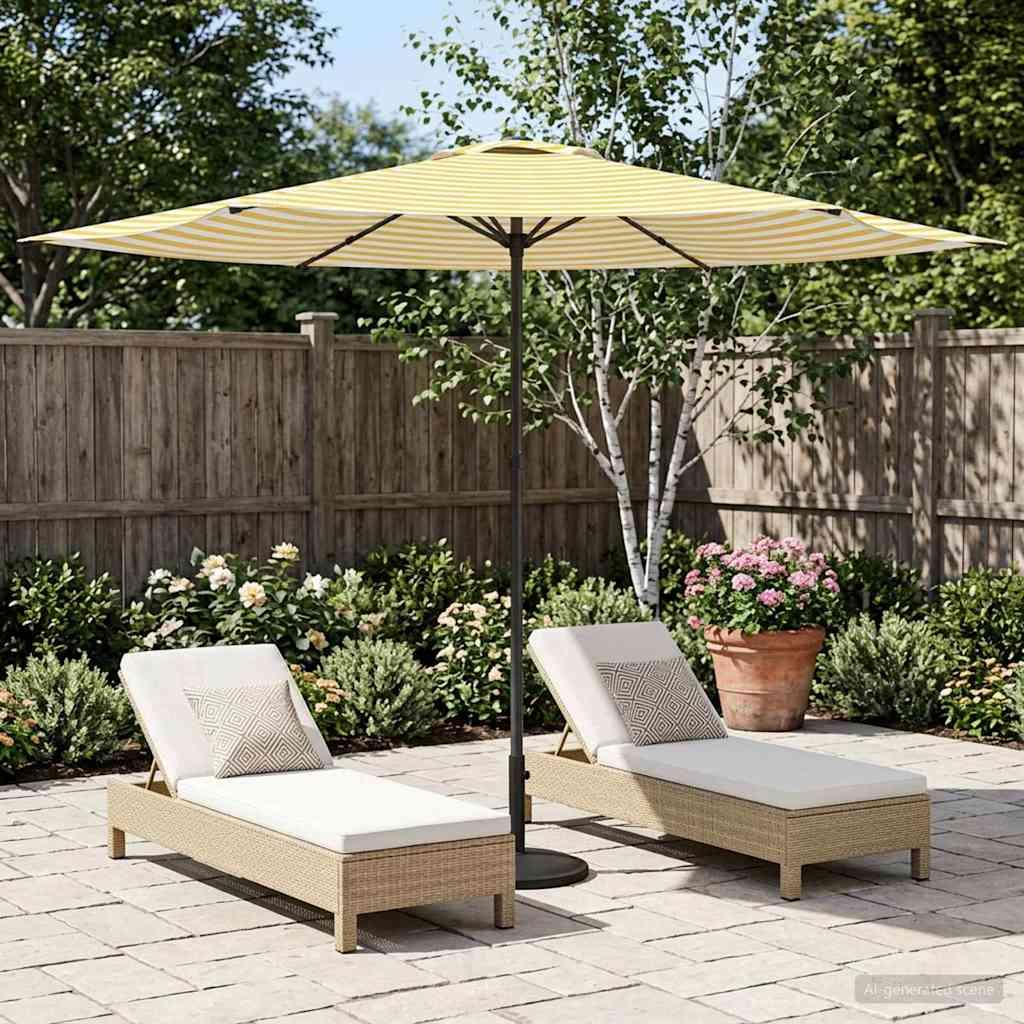Haveparasol 300 x 300 cm Polyester Rektangulær Gul og Hvid billede