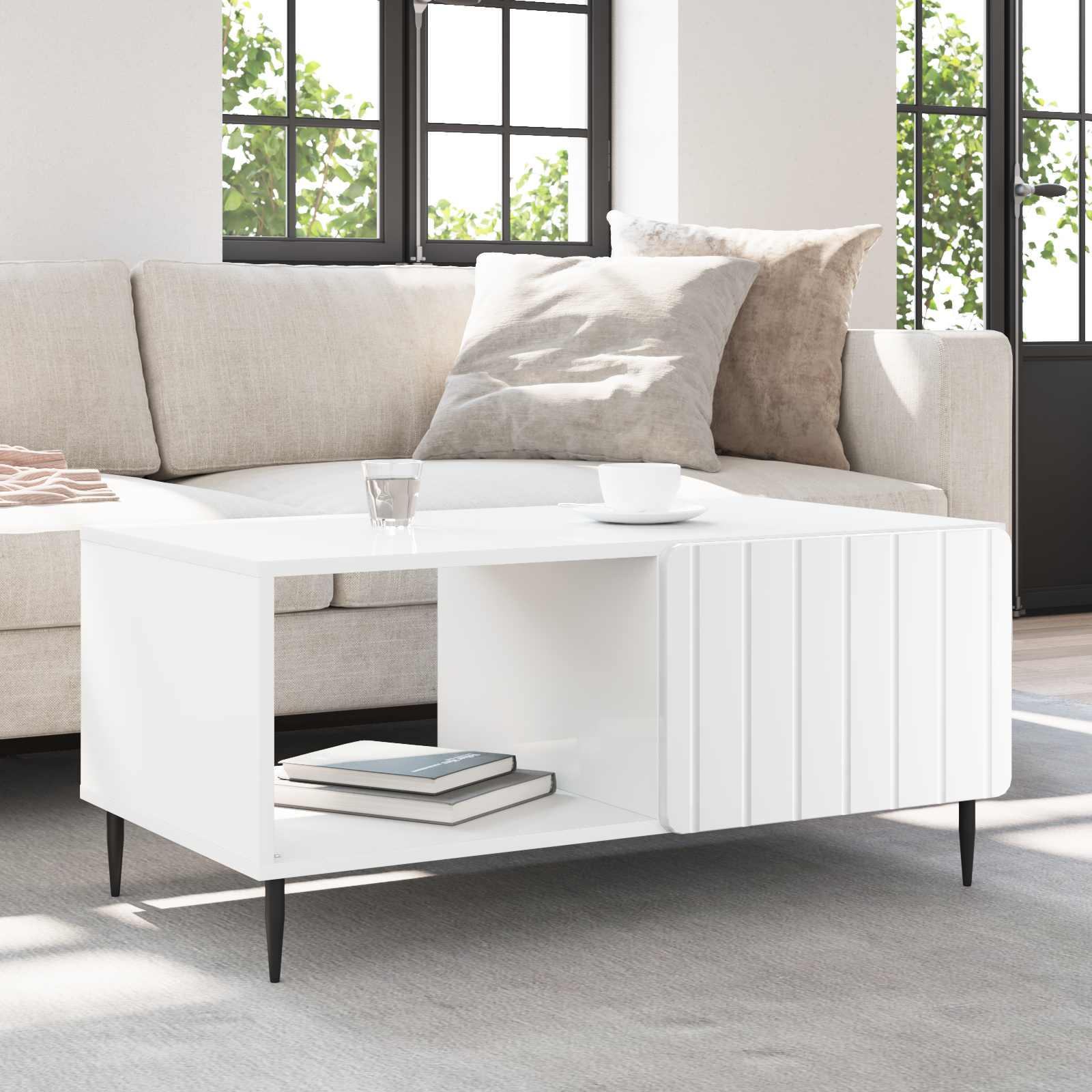 Sofabord Hvid 90 x 50 x 40 cm Konstrueret træ billede