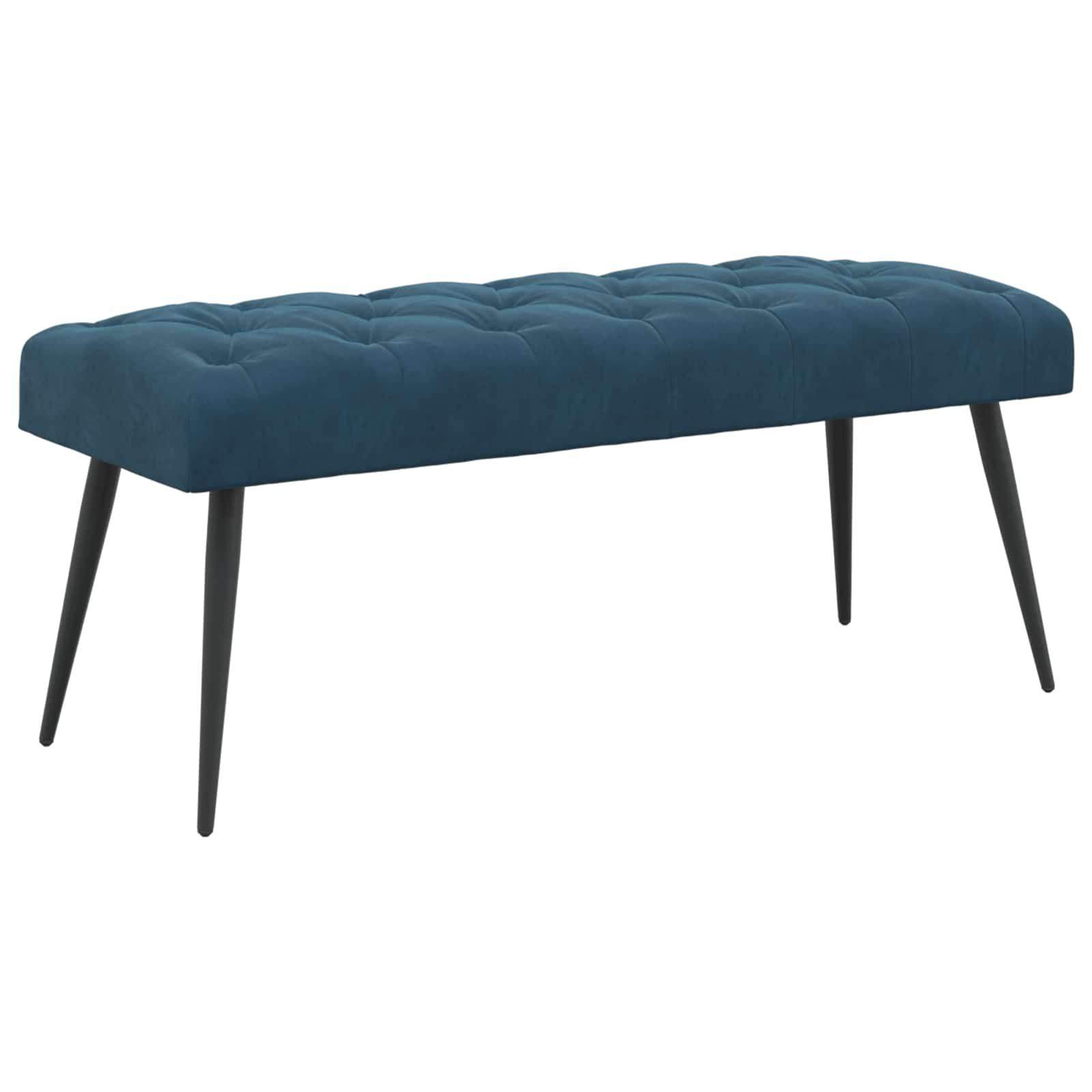 Bænk i fløjl med knap-tufting - blå 110 × 40 × 46 cm billede