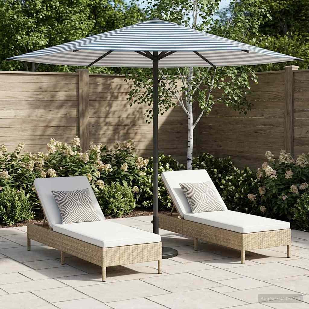 Haveparasol 230 x 230 cm Polyester Rektangulær Blå og Hvid billede